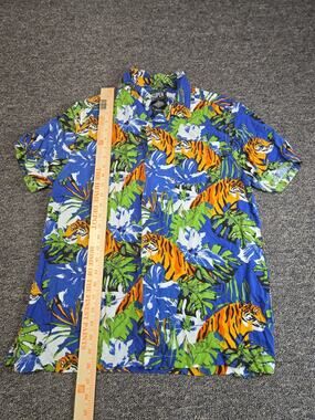 Super Massive Mens Button Up Shirt Tiger Print Medium